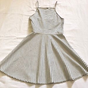 DIVIDED BY H&M White A-Line Striped Dress | Size 8